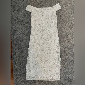 Adrianna Papell Off Shoulder Sequin Dress